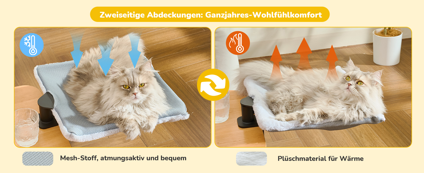 Підвісне ліжко для котів CATISM 360° - зручне котяче ліжко-гамак, сіре, 36x38 см, до 20 кг