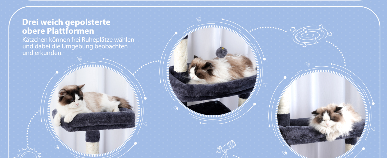 Котячий будиночок Hey-brother XXL для великих котів, 180 см, стабільний, сірий (EMPJ038MU)