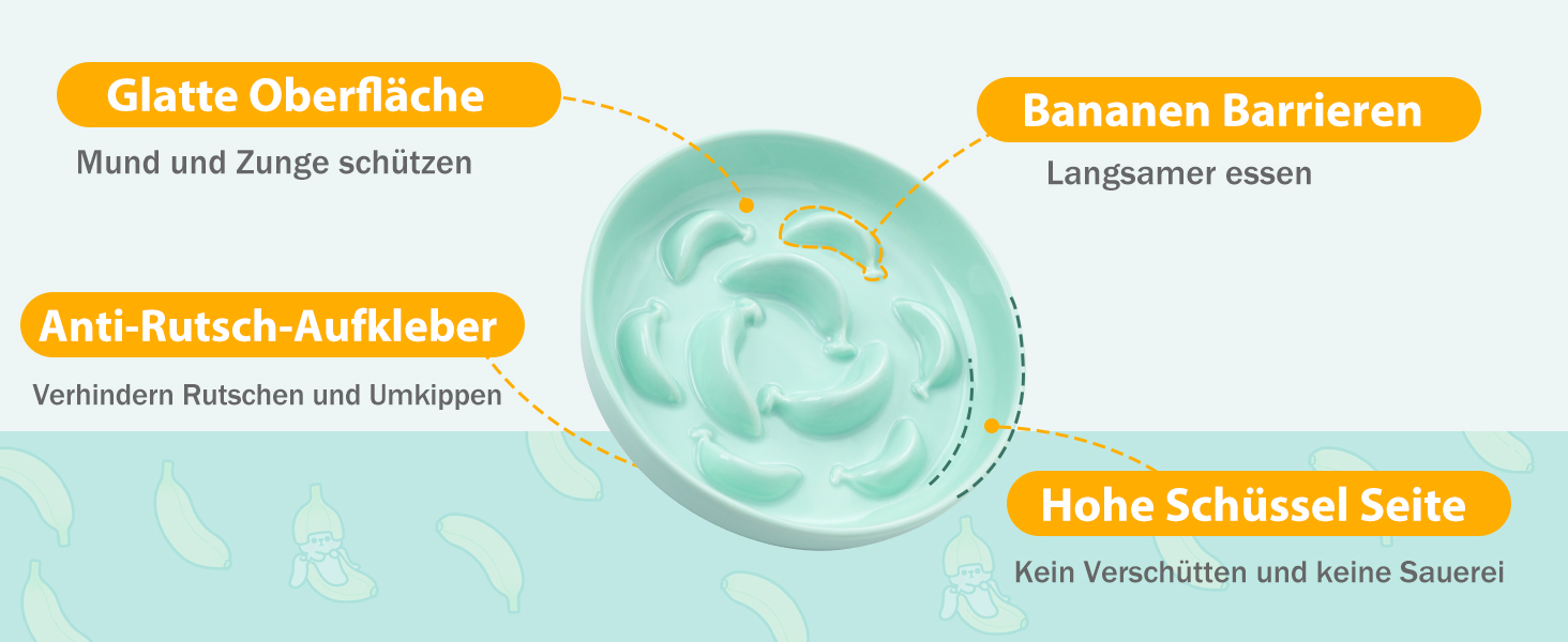 Набір мисок для котів Anti Schling Napf: 2 шт. з кераміки, для повільного годування, білі та блакитні