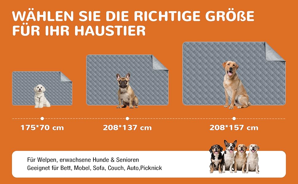 Водонепроникний килимок для собак Lekereise 157x208 см - 100% поглинання та захист від протікання, м'який, нековзний. Підходить для дивана, ліжка, авто. Легко прати. Для собак та котів (Сірий)