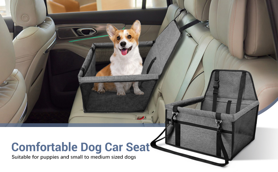 Автомобільний сидіння для собак - чорний, з Oxford тканини, дихаючий, знімне, для собак маленьких та середніх порід