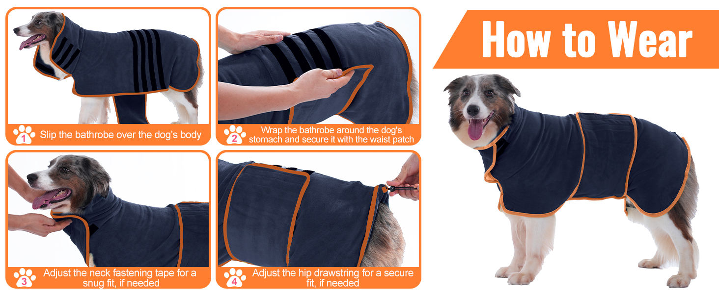 Рушник для собак Hezzuv: ультрапоглинаючий, з мікрофібри, для сушіння після снігу, м'який, двошаровий, для цуценят та дорослих, синій (S)