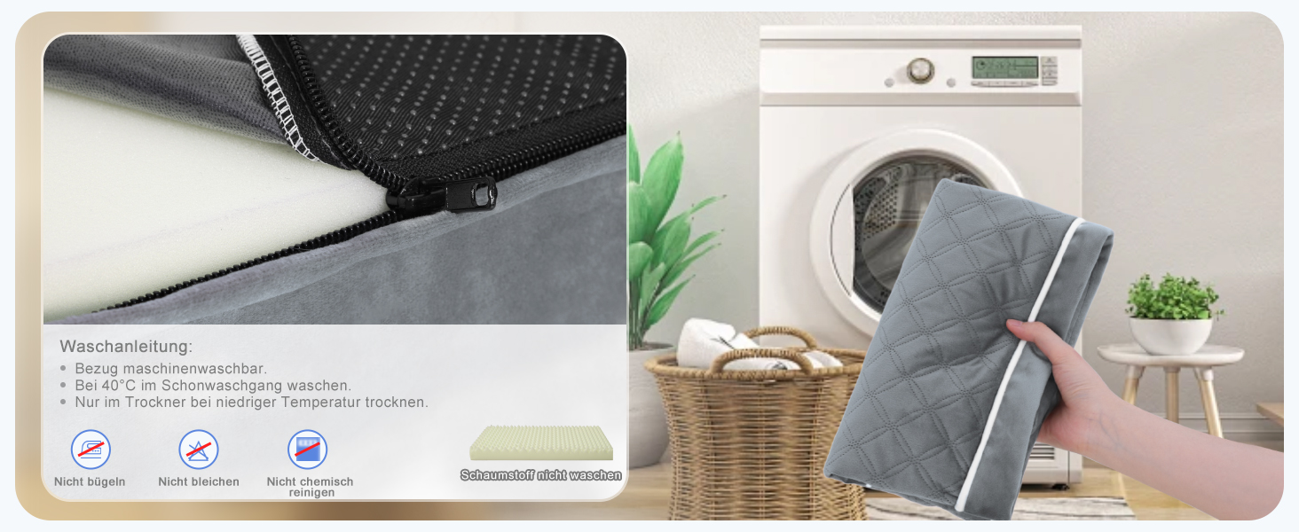 Ортопедичне ліжко для собак KSIIA, великі породи, 104x68x8 см, знімний матрац, миється, сіре