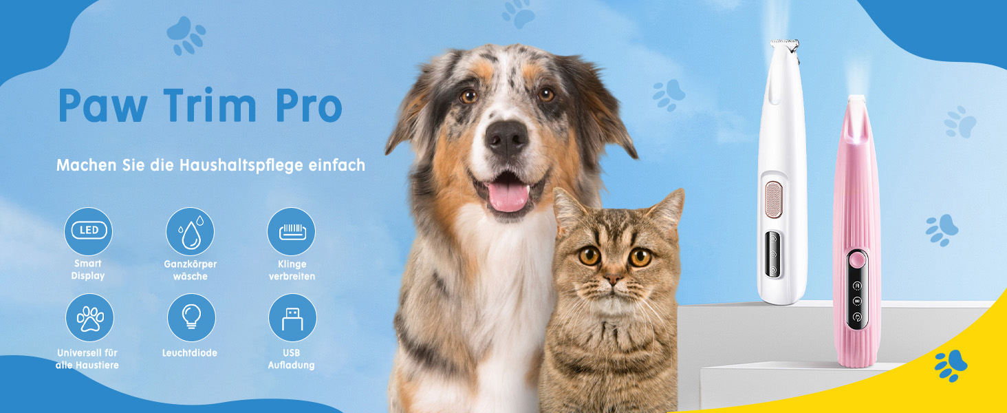 Триммер для собак Paw Trim Pro: безшумний догляд за подушечками лап з LED-підсвічуванням