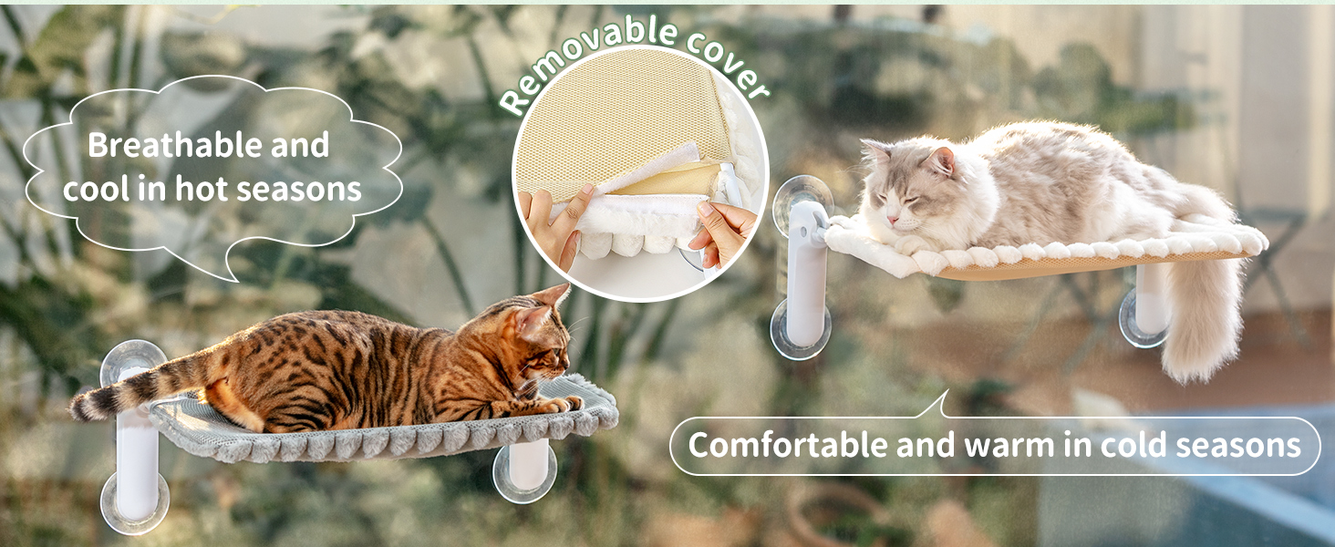 Ліжко для котів GUUSII HOME на вікно, розкладне, з присосками, 54x30 см (біле, M)