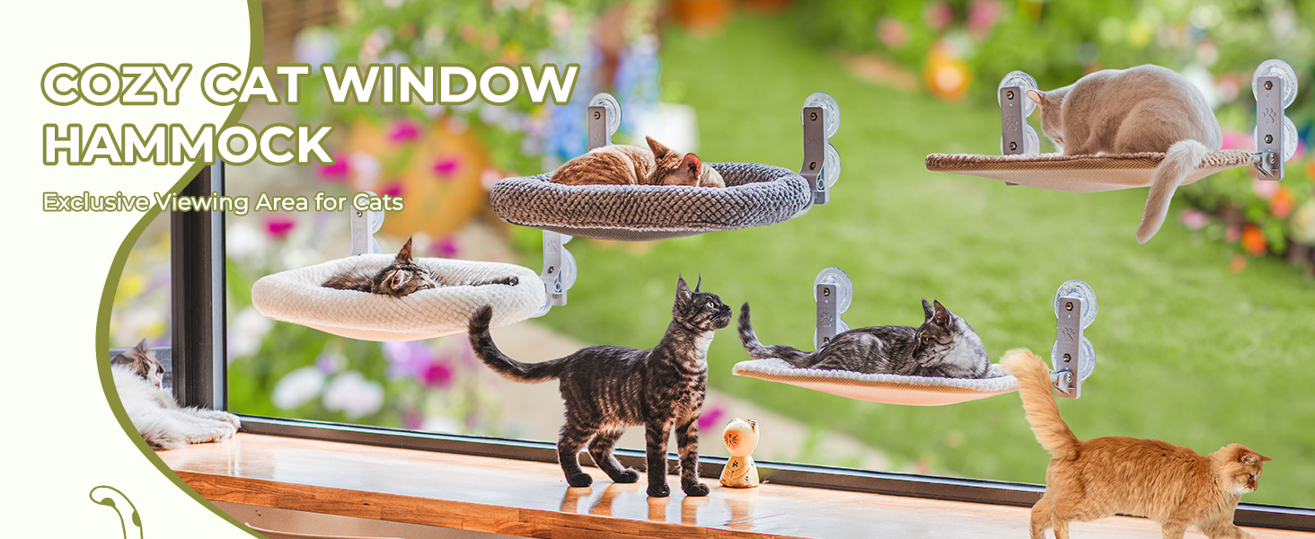 Котів гамак для вікна EDAGNY: м'який, розкладний, сірий, до 18 кг