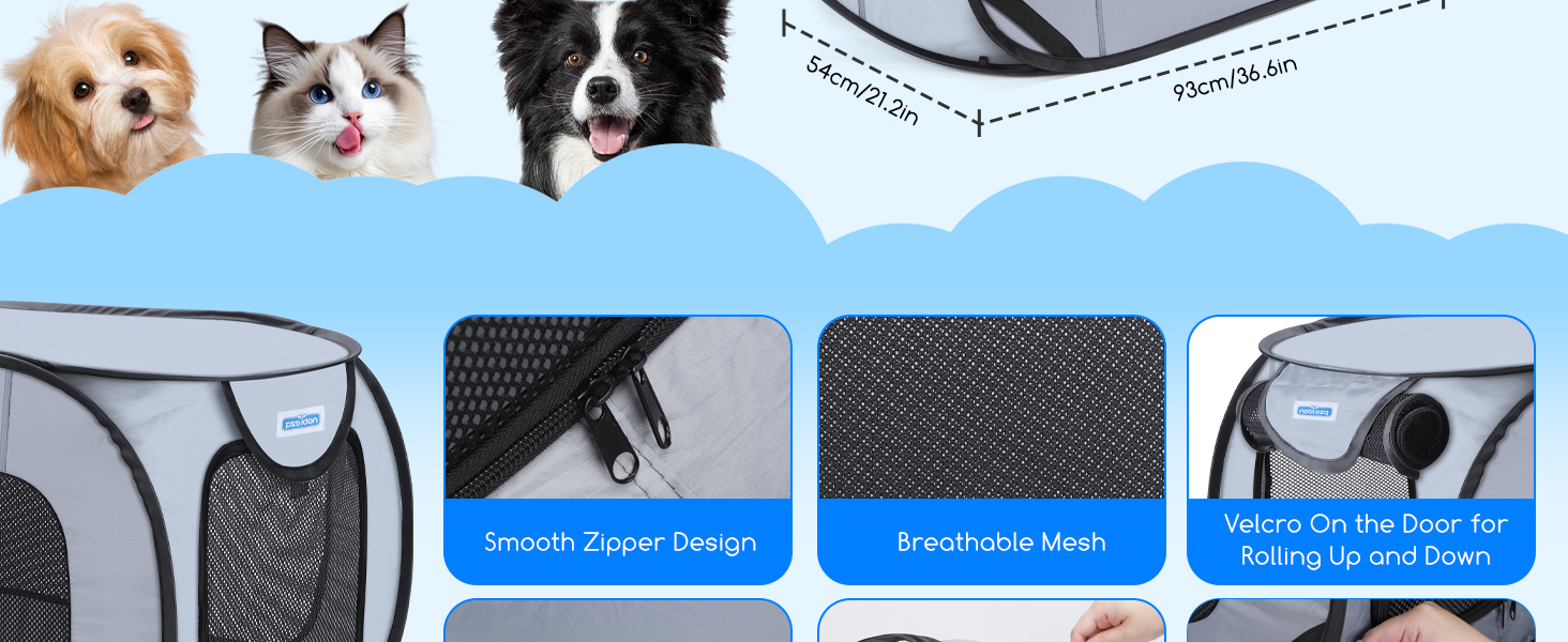 Переносний вольєр для собак та котів у машину, розкладний вольєр для тварин, 93x54x54 см