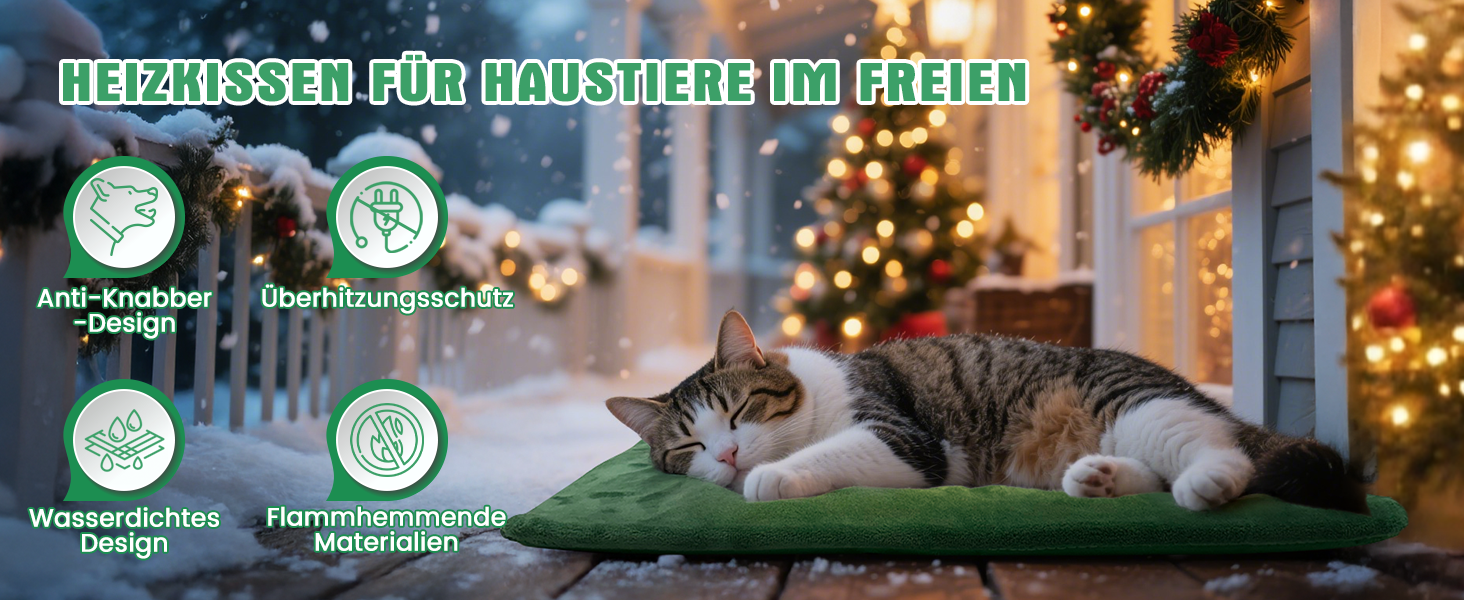 Електричне грілка для тварин на вулицю, вологостійке, з авторегулюванням температури, стійке до укусів, 40*50 см, зелений