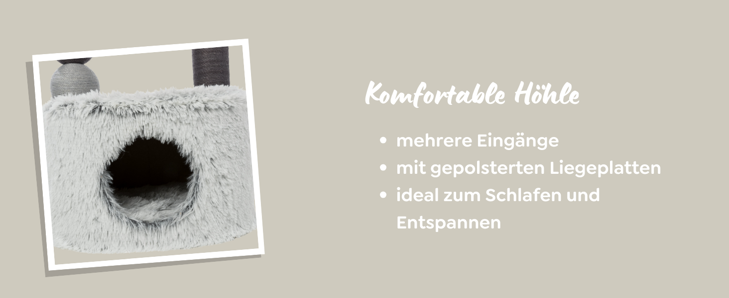 Дряпка для котів TRIXIE Harvey 73 см сірого кольору – кігтеточка з затишною печерою та зручною лежанкою, стабільна та комфортна – 44540