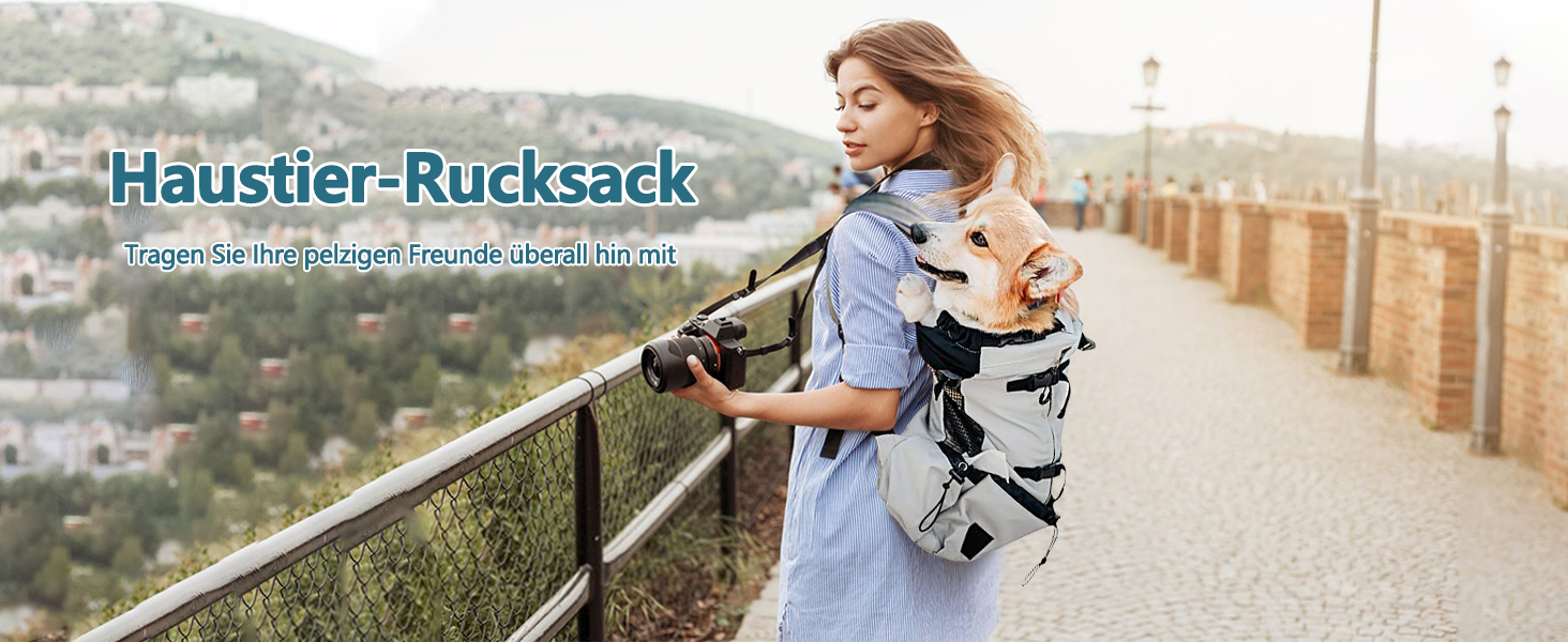 Рюкзак-переноска для собак Galatée, регульований, з вентиляцією, для походів, трекінгу та подорожей (S, чорний)