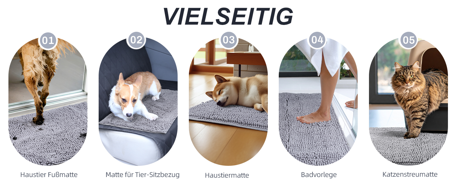 Килимок для собак VIVAGLORY Absorpmax Cleany Mat: поглинаючий, миючий, неслизький, сірий, 80x50 см