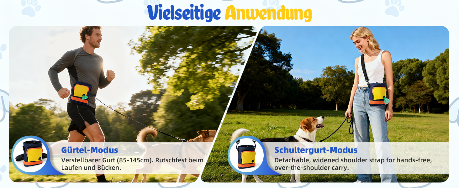 Сумка для ласощів для собак – сумка для дресирування собак з блискавкою, регульованим реміннем/лямкою. Ідеально підходить для корму для собак, телефону, ключів, пакетів для збору відходів та іграшок (Жовтий). Жовтий та Темно-синій