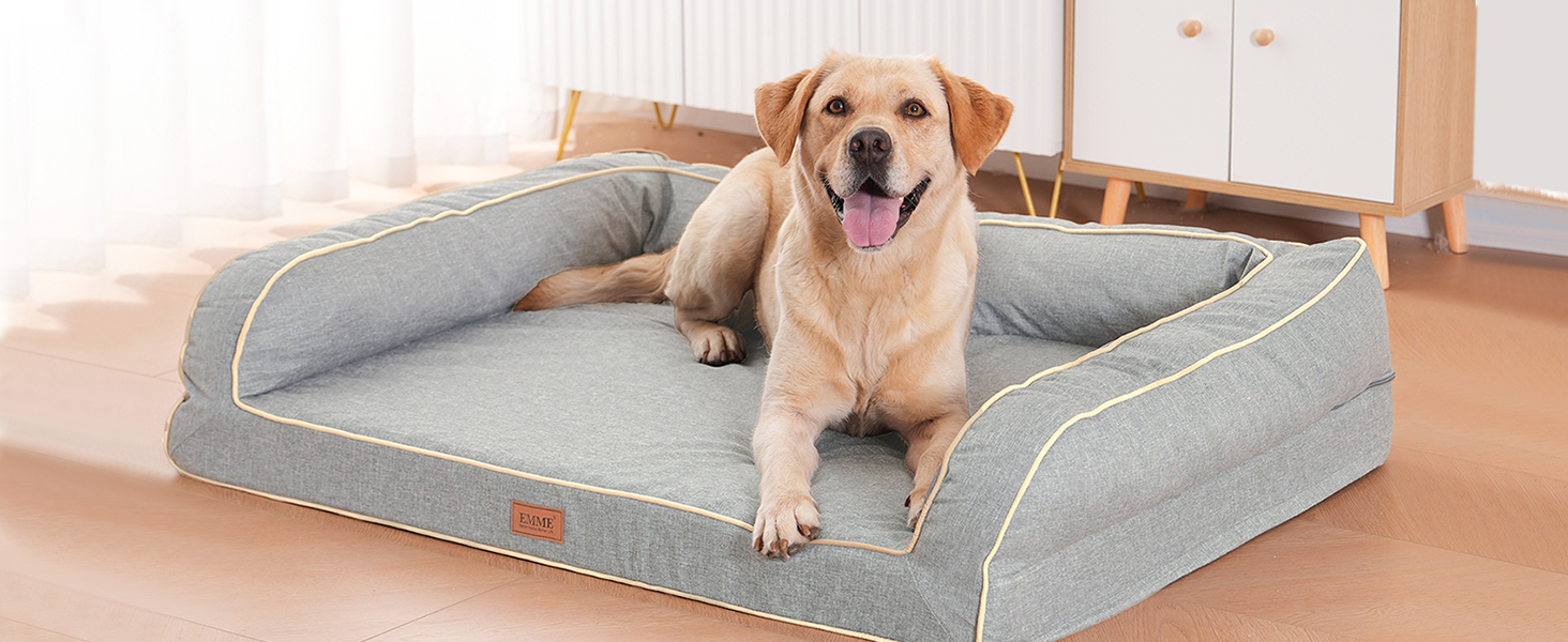 Ортопедичне ліжко для собак XL, 111x86x25 см, Memory Foam, водовідштовхувальне, сірого кольору