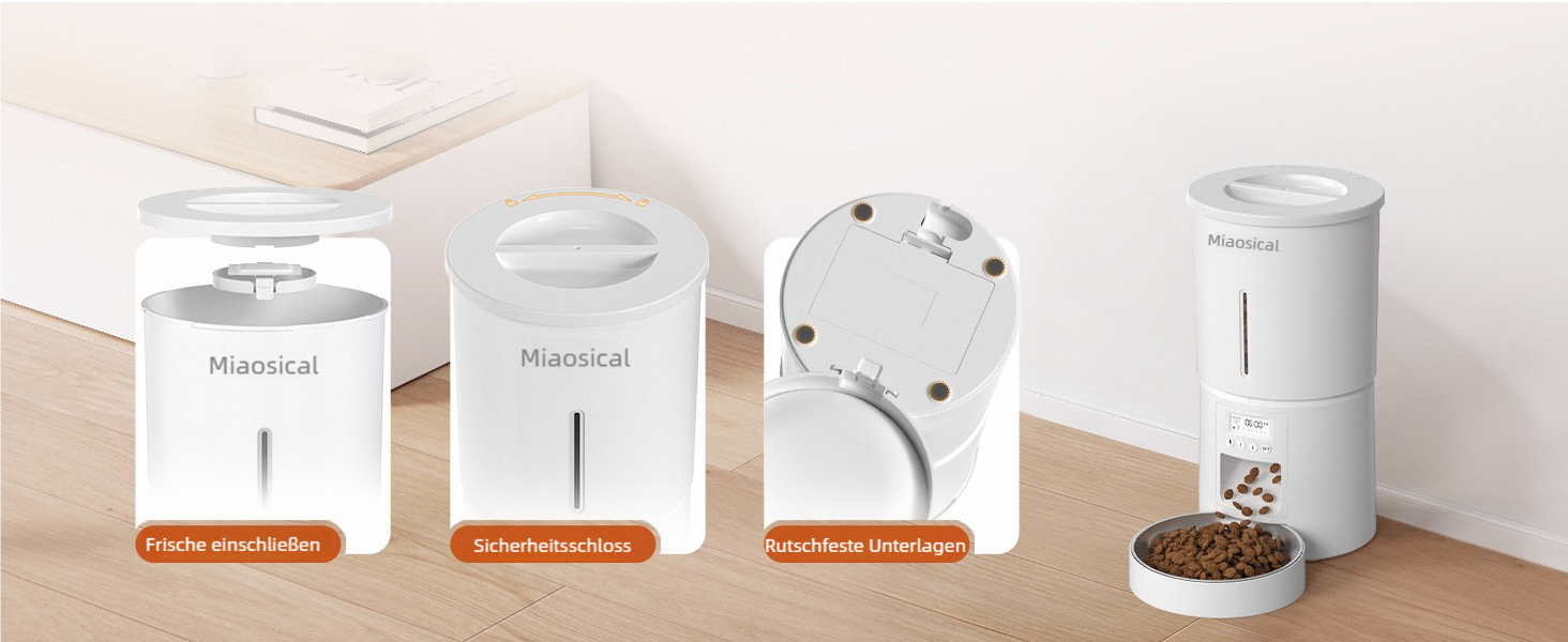 Автомат годівлі для котів 4.2L з програмуванням, з нержавіючою чашею, 6 прийомів їжі на день