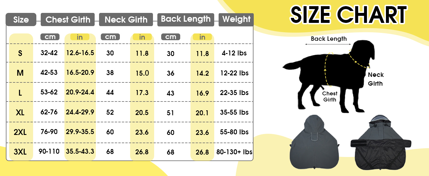 Жовтий дощовик для собак M, водонепроникний дощовик з капюшоном, світловідбиваючі елементи, регульований, з петельками для ніг та отвором для повідка, для собак маленьких, середніх та великих порід