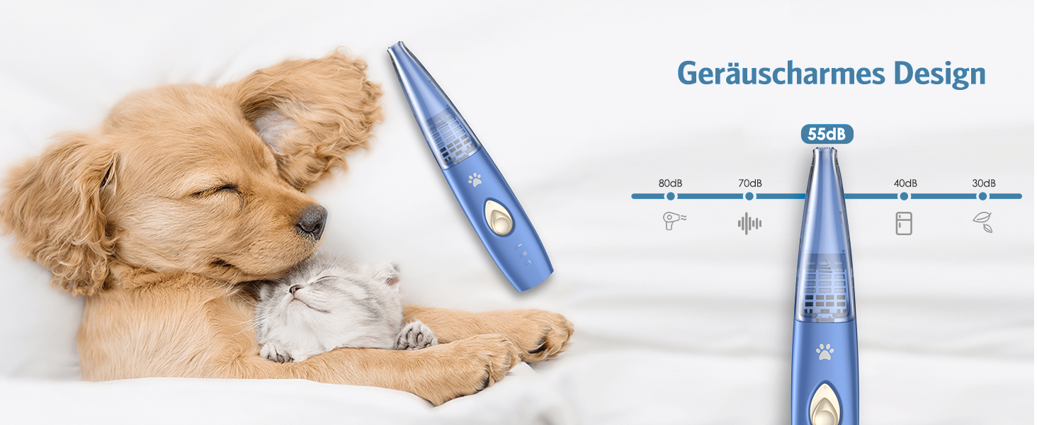 Триммер для собак та котів Ankilo 2-в-1 з функцією пилососа, 6000 об/хв, USB, для догляду за лапами та очима