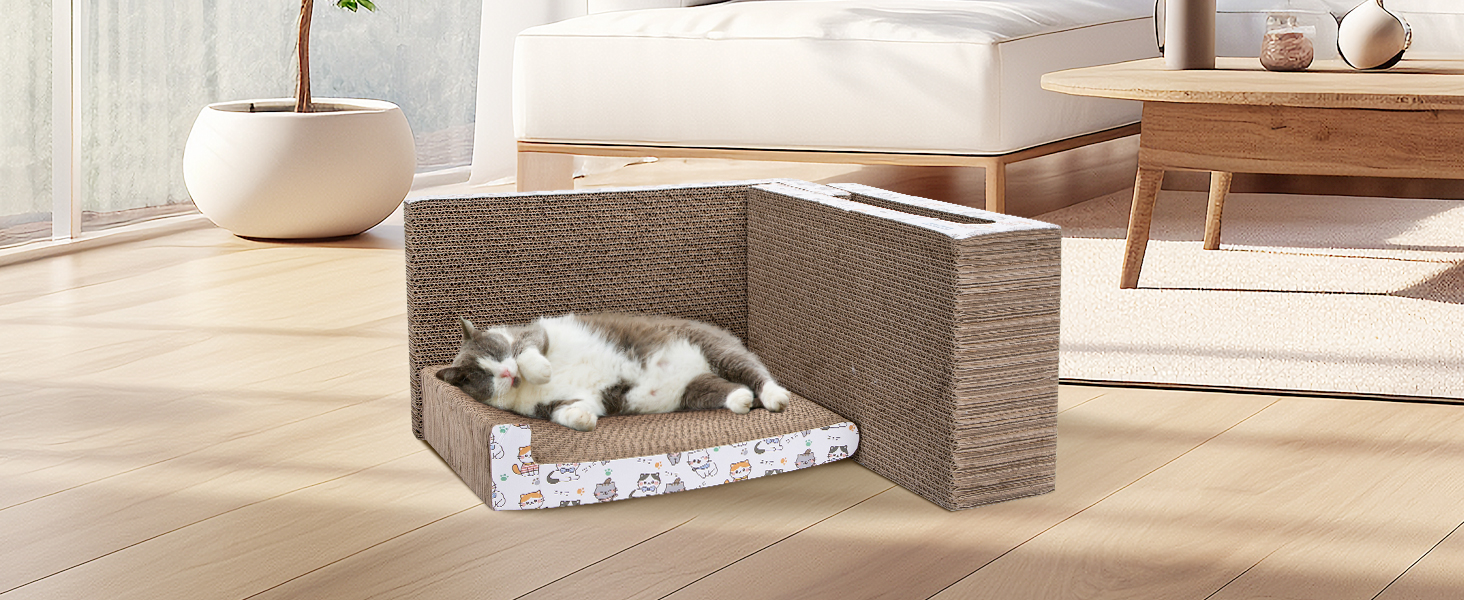 Кігтеточка для котів Nobleza Katze Kratzbrett 3 в 1 з котячою м'ятою, з екологічного картону, 43x24x15 см