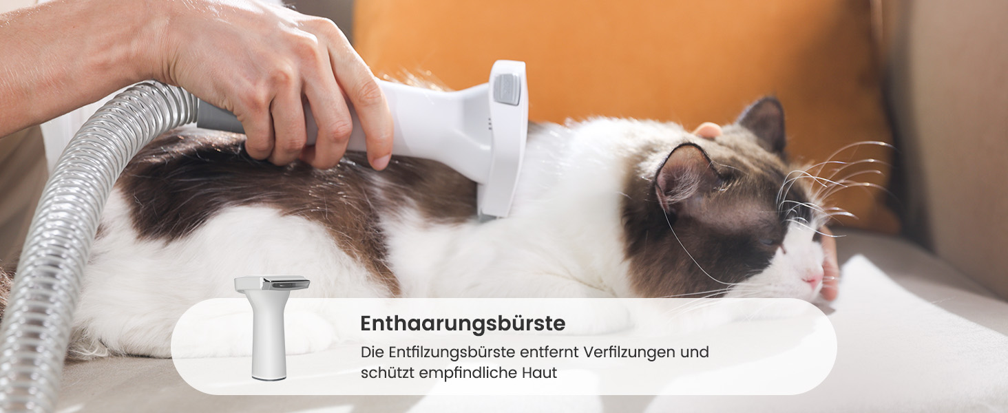 Машинка для стрижки собак Oneisall з пилососом, потужний всмоктування 12000 Па, видаляє 99.99% шерсті тварин, тиха, для собак та котів, 7 насадок, блакитна