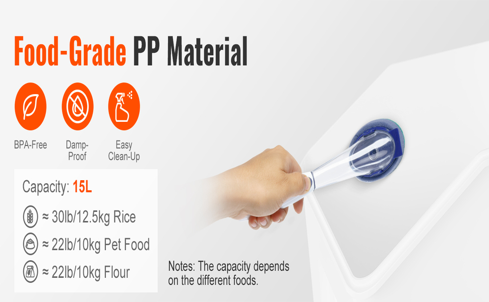 Контейнер для зберігання VEVOR 15 л з кришкою та колесами, герметичний, для продуктів (рис, борошно, цукор, горіхи, корм)