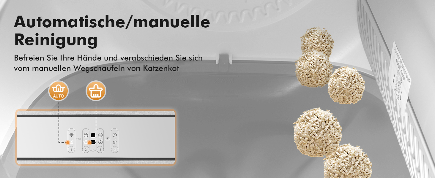 Автоматичний лоток для котів з самоочищенням, 65л, з контролем піску, керуванням через додаток, низький вхід, великий простір, для кількох котів