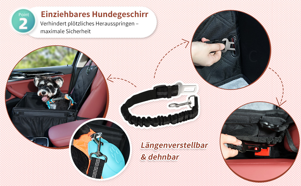 Автокрісло для собак KYG - Стабільне, водонепроникне, неслизьке та стійке до подряпин - для собак малого та середнього розміру - на переднє та заднє сидіння (Чорний) 6696