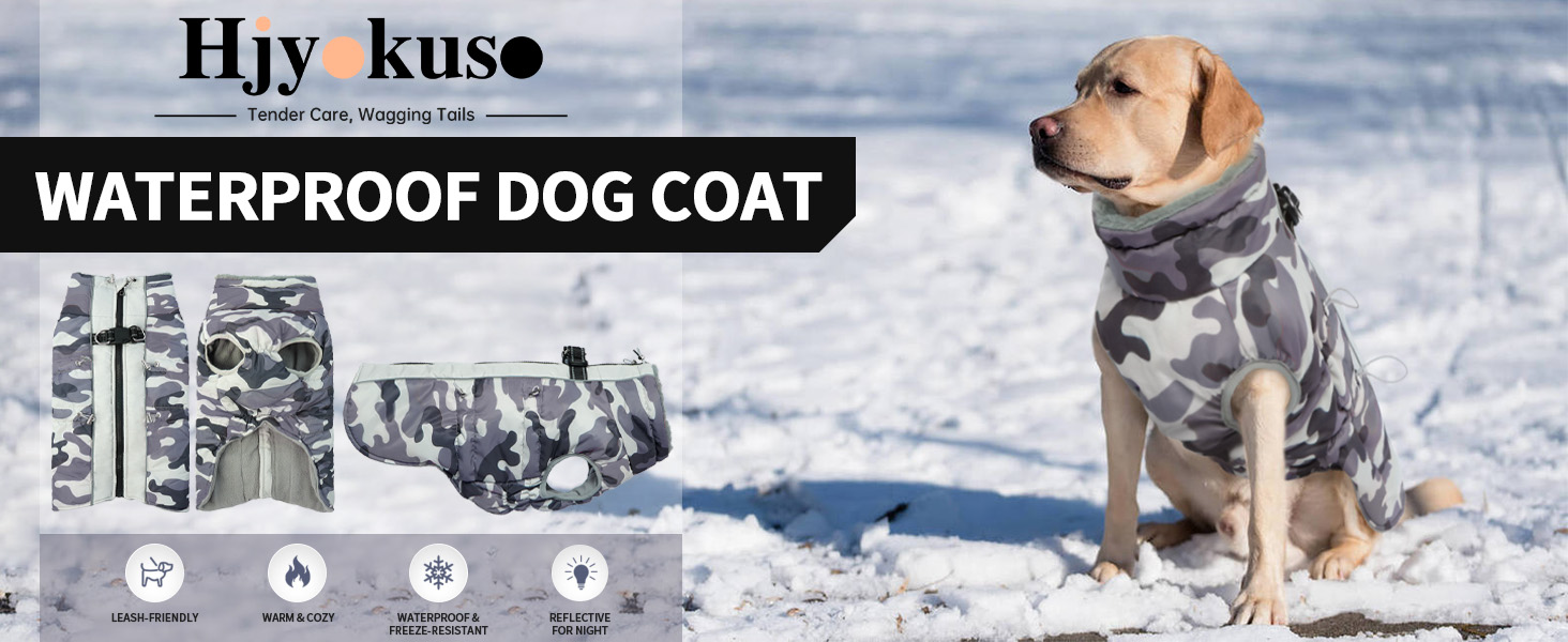Водонепроникний теплий зимовий одяг для собак - куртка з отвором для шлейки, з відбиваючими смугами, для малих, середніх та великих собак, колір: сірий камуфляж, розмір: S