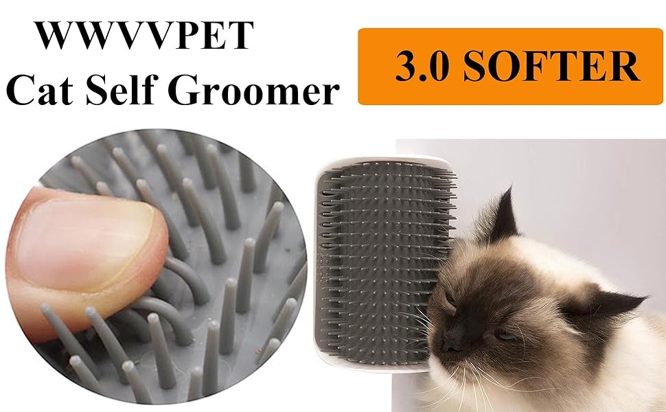 М'яка щітка для котів з масажною куточком, самостійний грумінг, 4 шт. (сірий)
