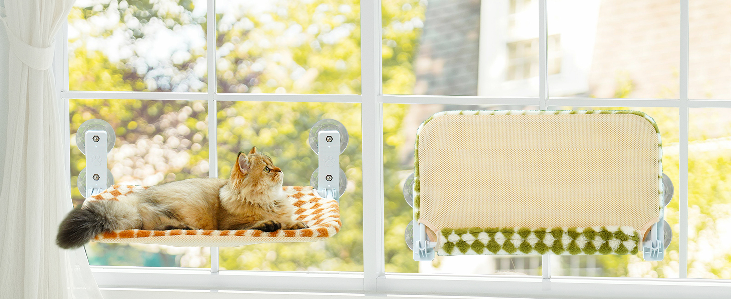 Кішка гамак для вікна MEWOOFUN 54x30 см, розкладний, до 18 кг (сірий, середній)