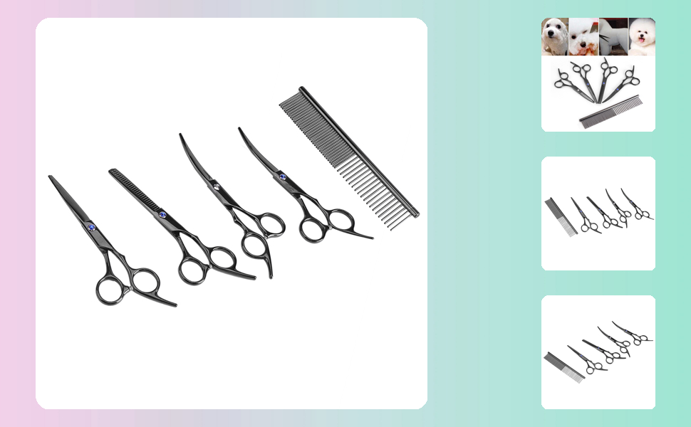 Ножиці для собак, ножиці для грумінгу домашніх тварин, чорні, для собак та котів