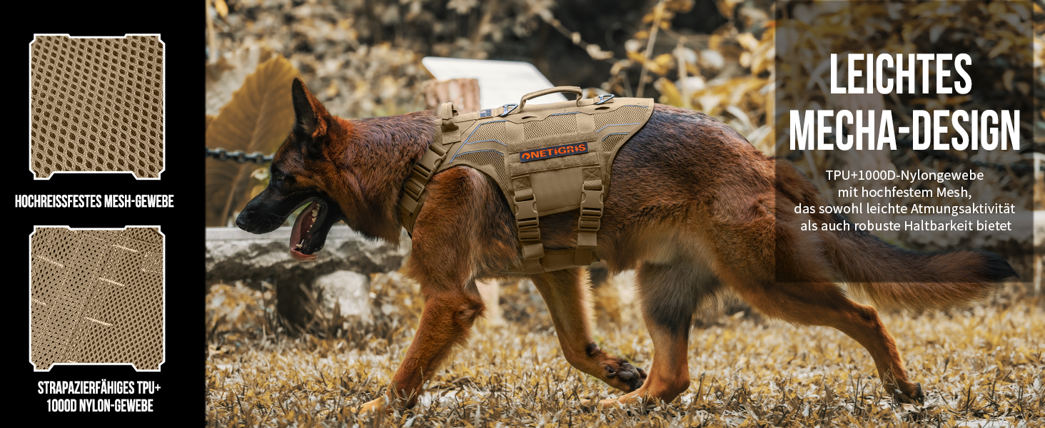 Шлея для собак OneTigris AIRE Armor, регульована, сітчаста, з 2 ручками і 3 D-кільцями, не тягне, безпечна, відбивна, дихаюча, для середніх і великих собак, коричнева, розмір L