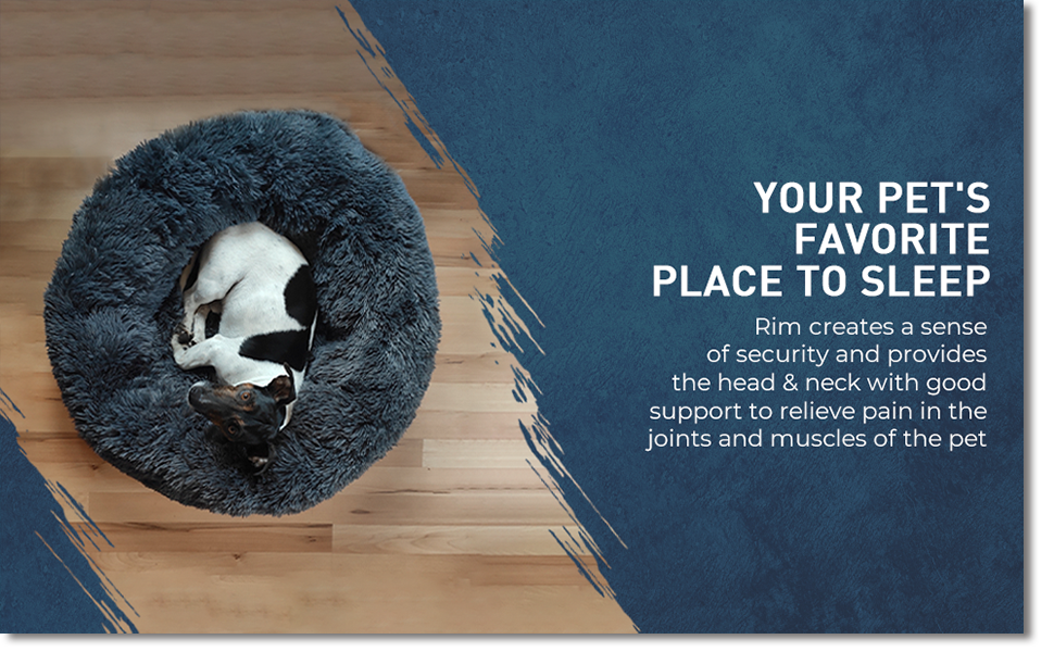 Кругле плюшеве ліжко для собак та котів Fur & Bone, 60 см, темно-сірий, самонагріваючеся, з водонепроникною основою
