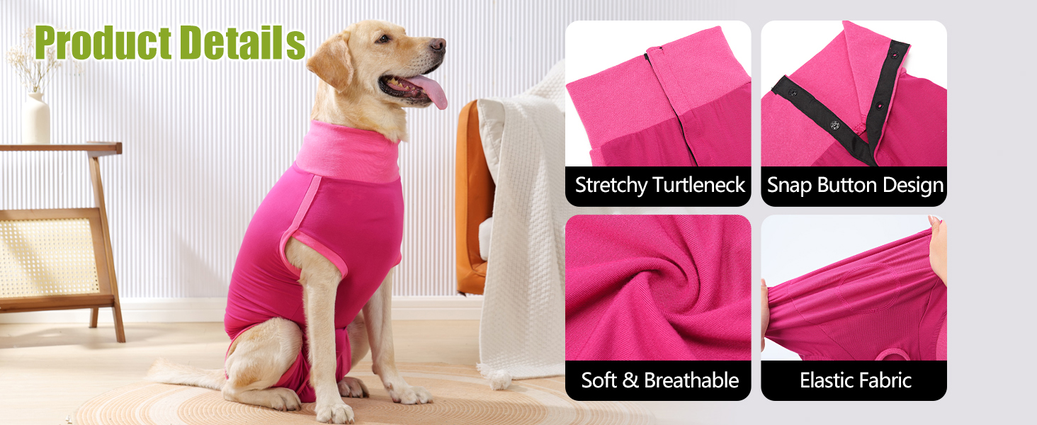 Одяг для собак після операцій Heywean – після кастрації/стерилізації, медичний жилет, для собак (L, Рожевий)