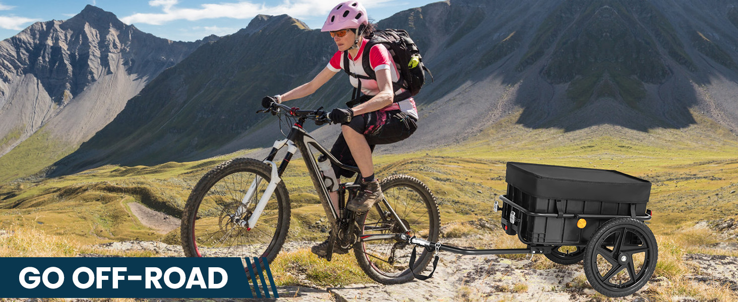 Велосипедний причіп 2-в-1 з ручкою для штовхання, міцний сталевий каркас, колеса 40 см, вантажопідйомність до 40 кг, чорний