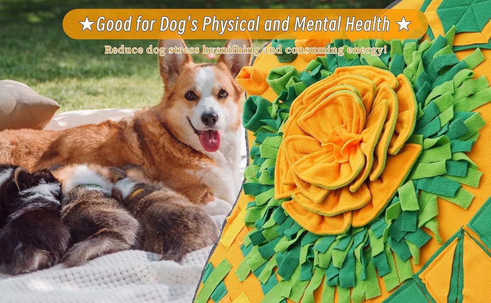 Килимок-нюхалка для собак HDOELGP, 70x70 см, оранжевий. Інтерактивна іграшка для собак, розвиває інстинкт пошуку їжі, легко миється. Підходить для малих та великих собак.