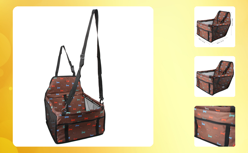 Зручний автокрісло для собак Lyrlody, 3-в-1, з підсумком, дихаючий, з ременями безпеки (колір: коричневий)