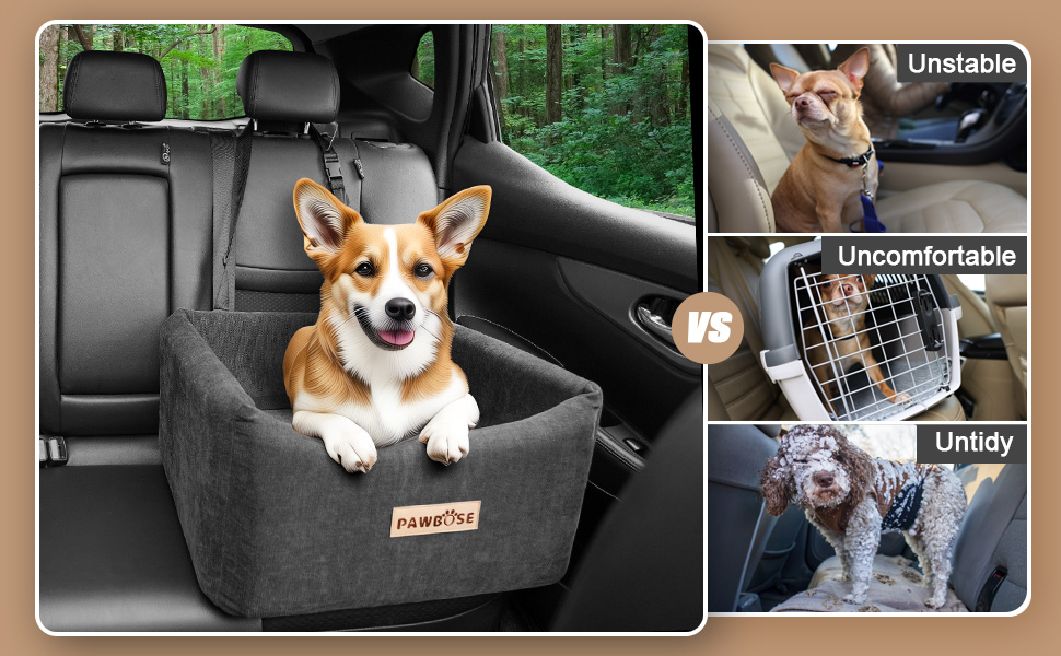 Автокрісло для собак середніх порід до 15 кг з ременем безпеки, сіре, знімний та миючий чохол