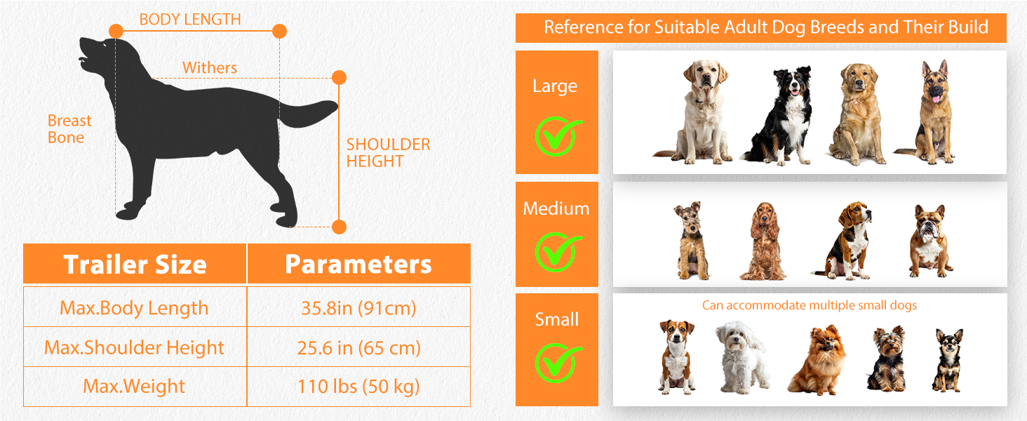 2-в-1 Причіп для собак XXL, Фарбований причіп для собак з дахом, Відбивачі та світловідбиваючі смуги, Універсальний з'єднувальний елемент для велосипеда, Регульована ручка-штовхач, Сірий