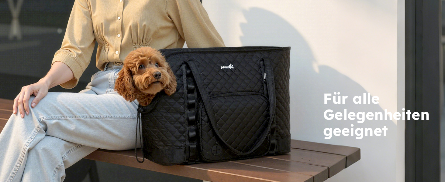 Транспортна сумка для собак Pecute, чорна XL, до 6 кг, 43x35x20 см