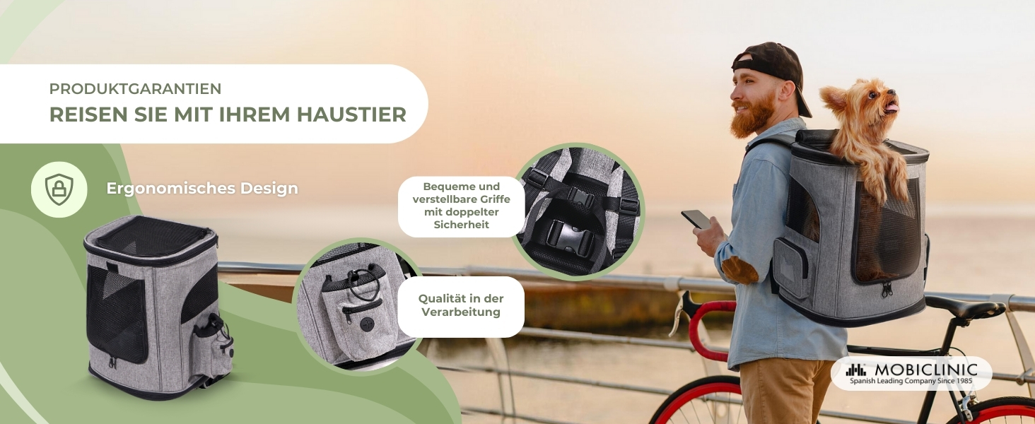 Mobiclinic® Pets: Сучасна переноска-рюкзак для котів та собак, 30x25x40 см, Thor, складна, з сіткою, аксесуари, подвійний хват, регульована