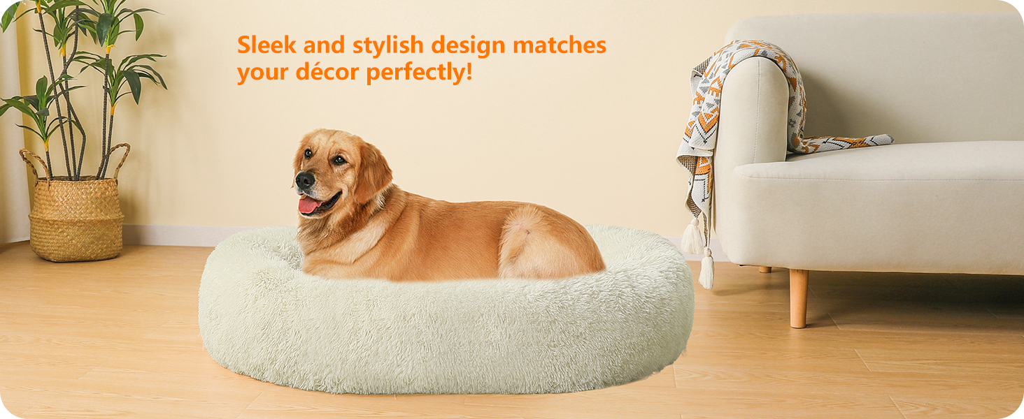 Ортопедичне ліжко для собак, кругле, м'яке, для котів та собак, ліжко-лежанка, кошик, 100 см, бежеве
