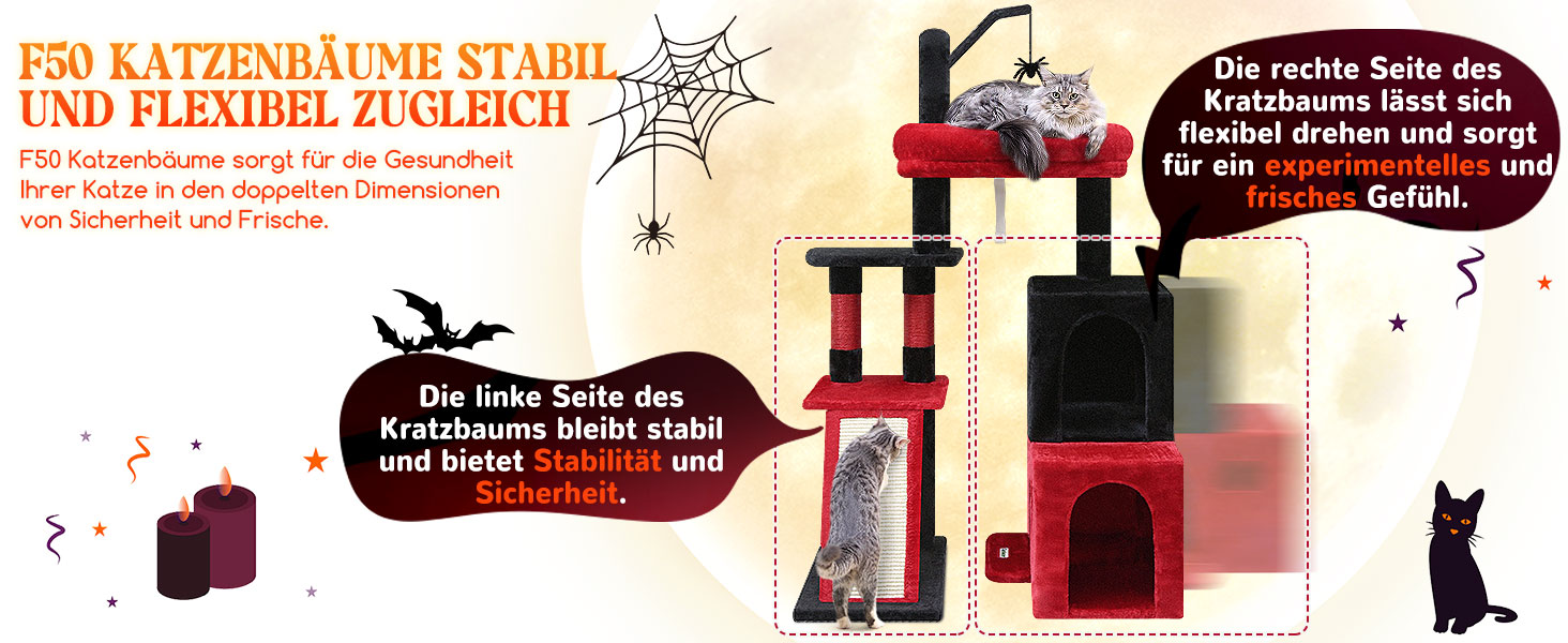 Драбина для котів Globlazer XL, готичний дизайн: 2 будиночки, велика база, обертова платформа, сизаль, іграшки, для дорослих котів