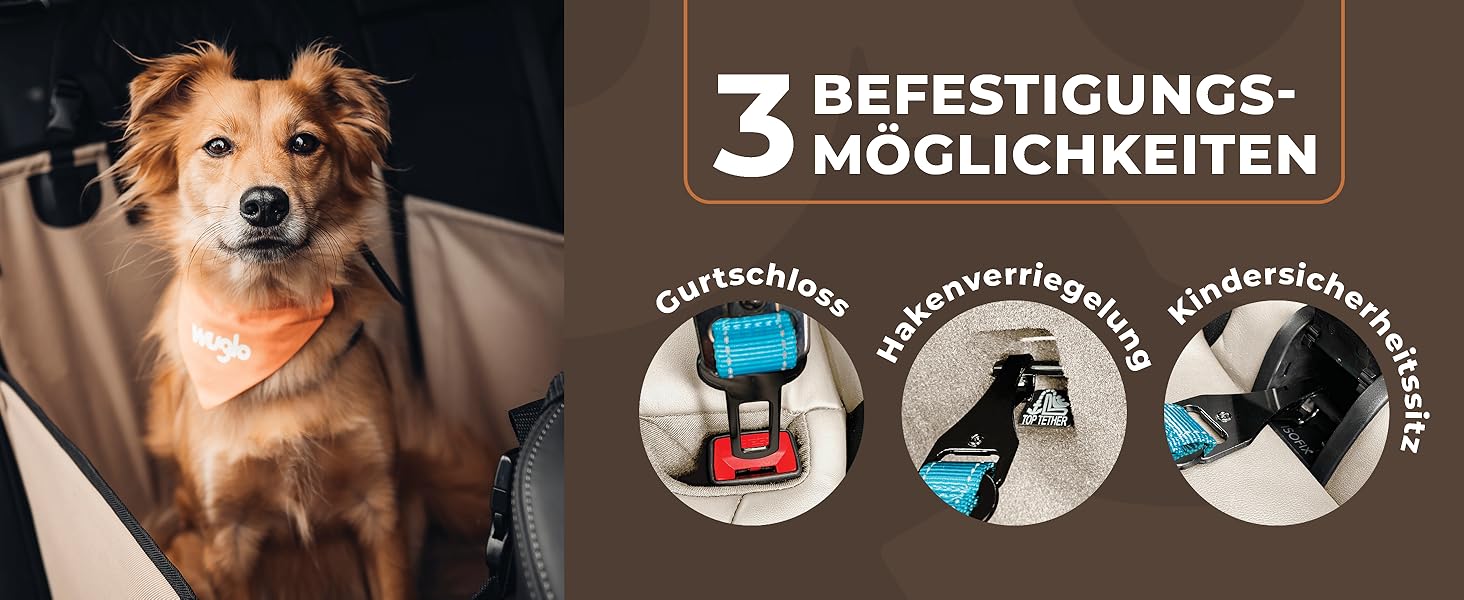 Автогурт для собак Wuglo 30-95см - для безпеки в авто, універсальний, блакитний