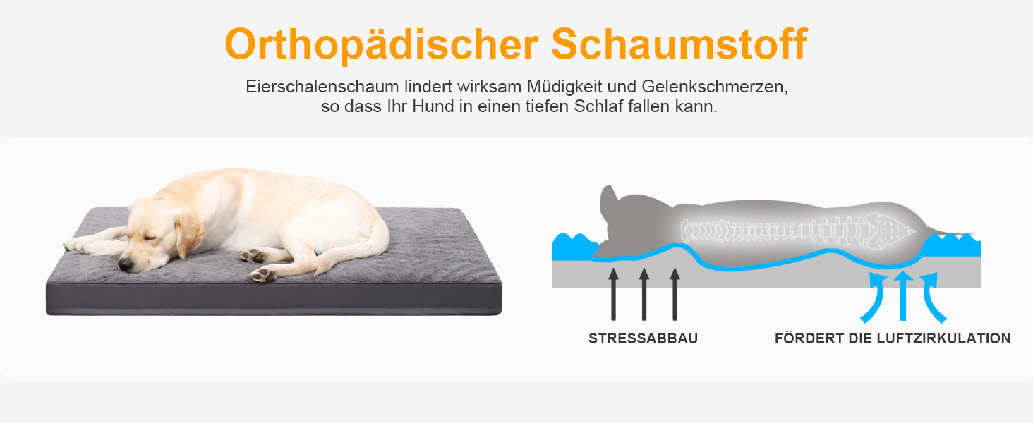Ортопедичне ліжко для собак великих порід KSIIA, 91x68 см, знімний чохол, двостороннє, темно-сірий колір