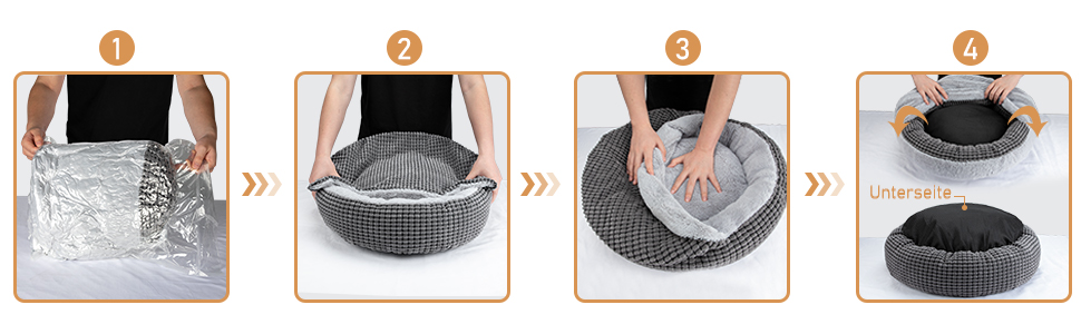 Кругле ліжко для собак та котів середніх розмірів JOEJOY, м'яке, з подушкою, 66x66x15 см, сіре