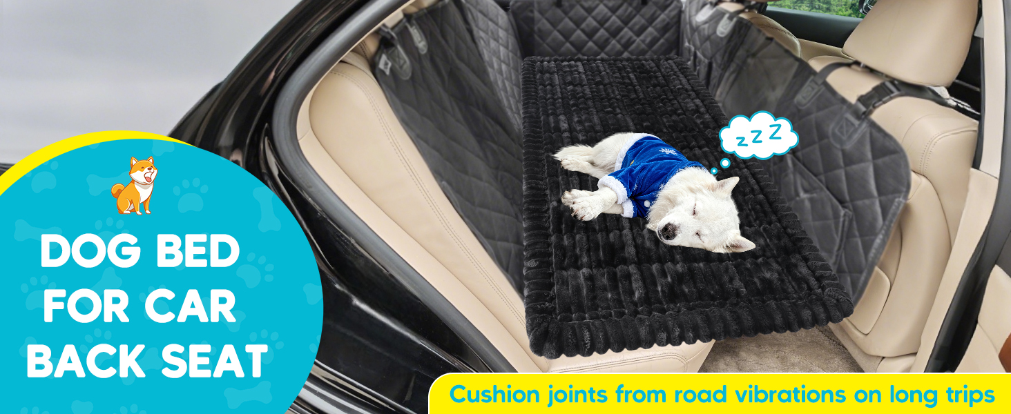 Лоїон Лежанка для собак в авто, килимок на заднє сидіння, м'яка підстилка для собак, захисний чохол, 127x62,5x2,5 см (Чорний)