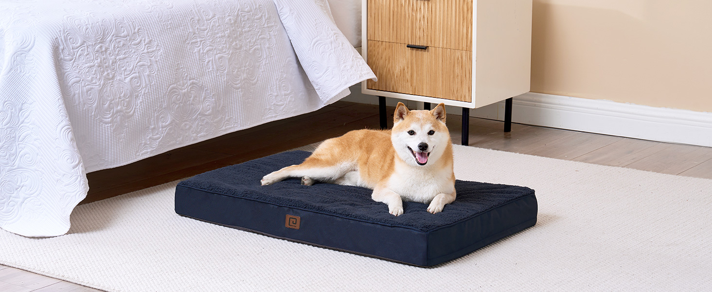 Ортопедичне ліжко для собак середніх порід EHEYCIGA, 89x58x9 см, м'яке, знімний чохол, блакитне