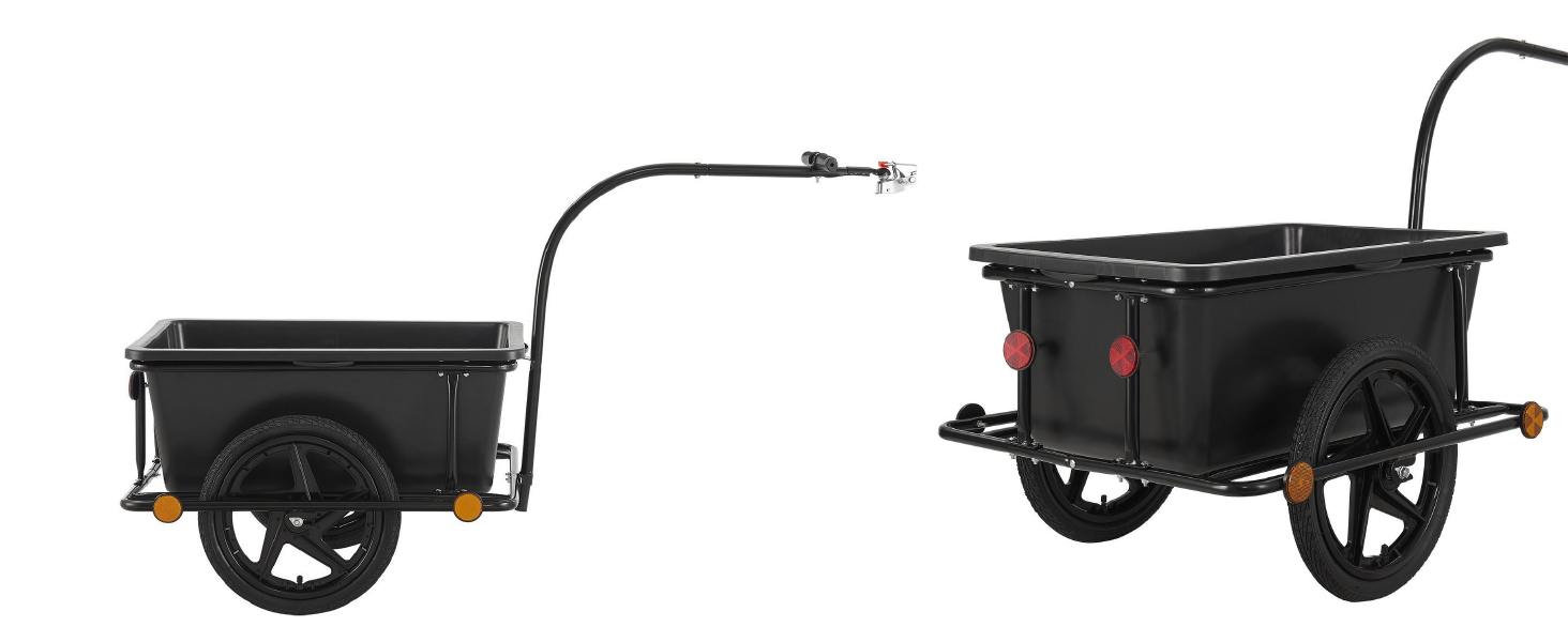 Велосипедний причіп Juskys 90 літрів: вантажний причіп з зчепленням та тентом - для вантажопідйомністю 40/80 кг