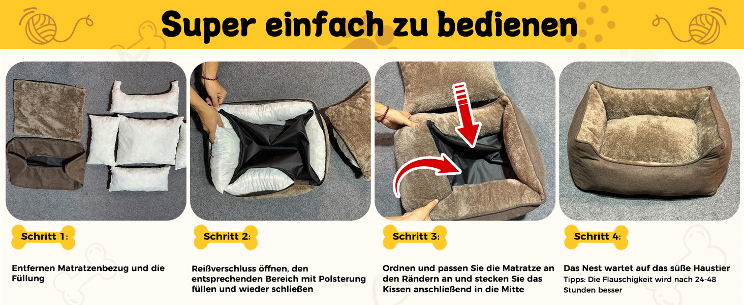 Ортопедичне ліжко для собак маленьких та середніх порід, 52x41x16 см, м'яке та зручне, кошик для собак з високим бортиком, знімний та пральний чохол, неслизьке, світло-сірий, для дому та авто