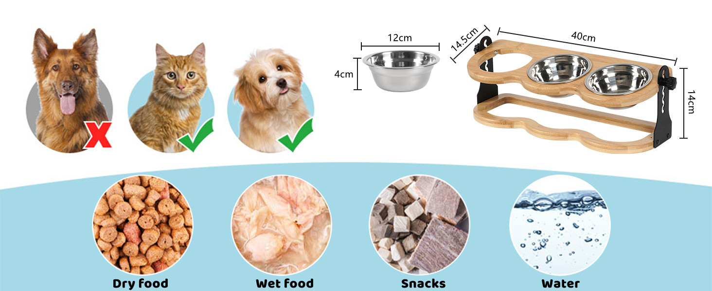 Набір мисок для котів та цуценят 3 шт. з регульованою висотою - Ергономічна годівниця з нержавіючої сталі