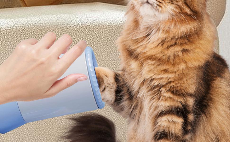 Автоматичний очищувач лап для собак – перезаряджається від USB, синій | Для середніх та великих собак, 17x10,6x9,6 см | М'який силікон, довговічний